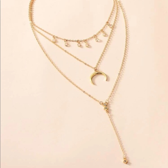 Gold Moon layered drop necklace - Picture 2 of 3